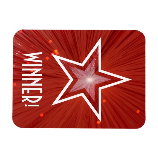 Rode Ster 'Winnaar!' flexibele magneet (Horizontaal)