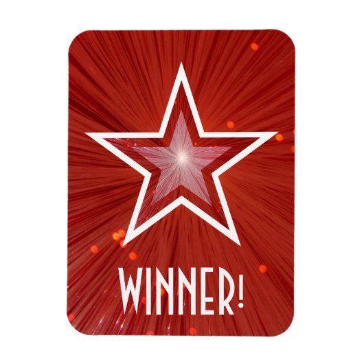 Rode Ster 'Winnaar!' flexibele magneet (Verticaal)