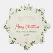 Rode Ster Winter Foto Kerst Keepsake Ornament Kaart (Achterkant)