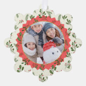 Rode Ster Winter Foto Kerst Keepsake Ornament Kaart (Voorkant)