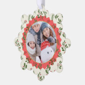 Rode Ster Winter Foto Kerst Keepsake Ornament Kaart (Links)