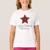 Rode Ster Winter Typografie Modern Kerst Kinder T-shirt (Voorkant)