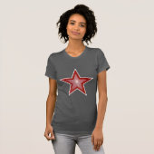 Rode ster Witte dames t-shirt grijs (Voorkant volledig)