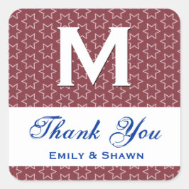 Rode Sterren Bruiloft DANK U S002 Vierkante Sticker