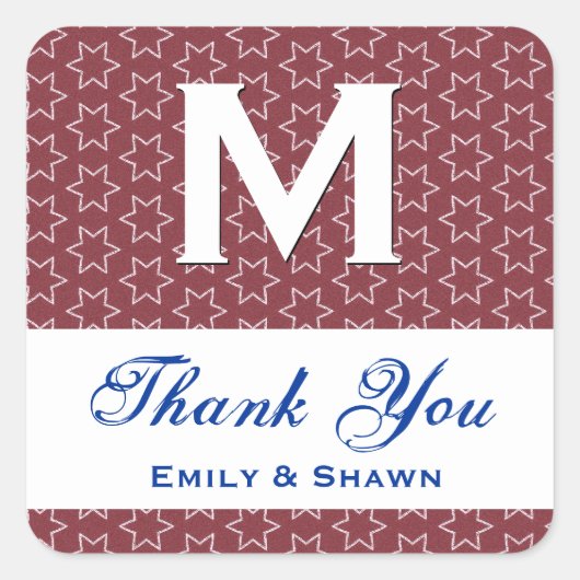 Rode Sterren Bruiloft DANK U S002 Vierkante Sticker (Voorkant)