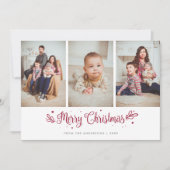 Rode sterren Calligrafie Kerstmis 3 Fotokaarten Feestdagenkaart (Voorkant)