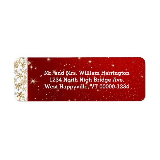 Rode sterren en Snowflakes Retouradreslabels Etiket (Voorkant)