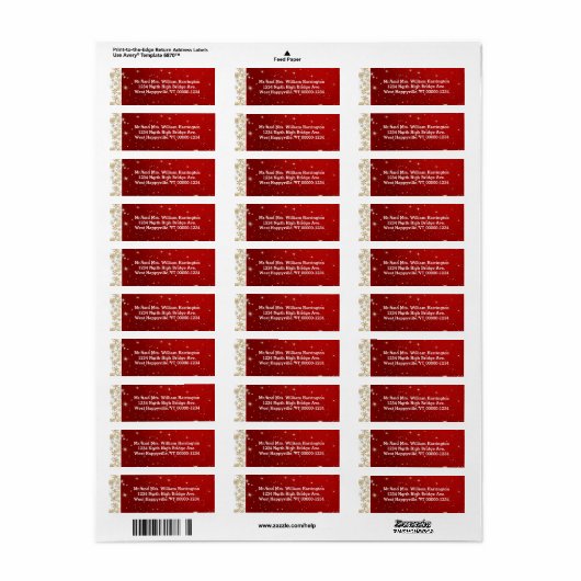 Rode sterren en Snowflakes Retouradreslabels Etiket (Full Sheet)