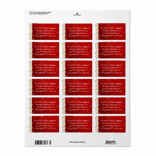 Rode sterren en Snowflakes Winterkerst Etiket (Full Sheet)