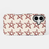 Rode sterren esthetisch cool vintage iPhone 16 hoesje (Achterkant horizontaal)