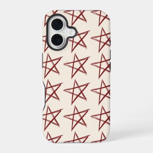 Rode sterren esthetisch cool vintage iPhone 16 hoesje (Achterkant)