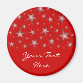 Rode sterren "Jouw tekst" koelkast magneet rood (Voorkant)