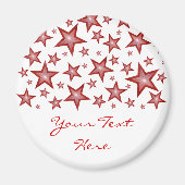 Rode sterren "Jouw tekst"-koelkast magneet wit (Voorkant)