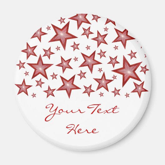 Rode sterren "Jouw tekst"-koelkast magneet wit (Voorkant)