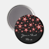 Rode sterren "Jouw tekst"-koelkast magneet zwart (Voorkant / Achterkant)