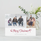 Rode sterren Kerstfotokaarten voor kalligrafie Feestdagenkaart (Staand voorkant)