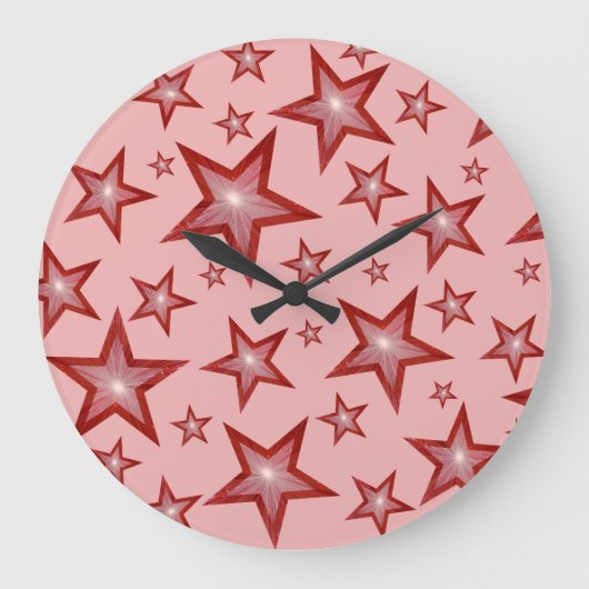 Rode sterren klok rond bleke roze (Voorkant)