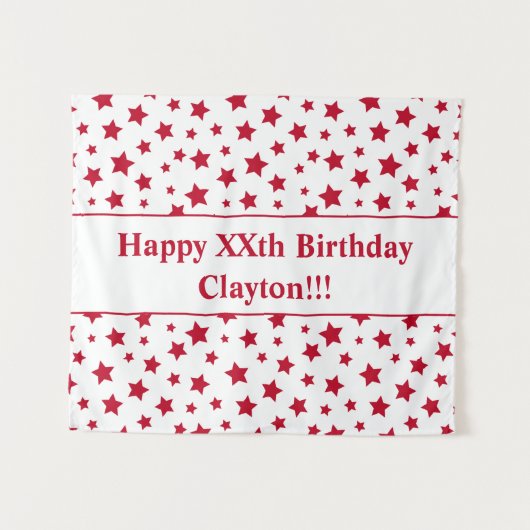 Rode sterren met bericht van geboorte wandkleed (Voorkant (horizontaal))