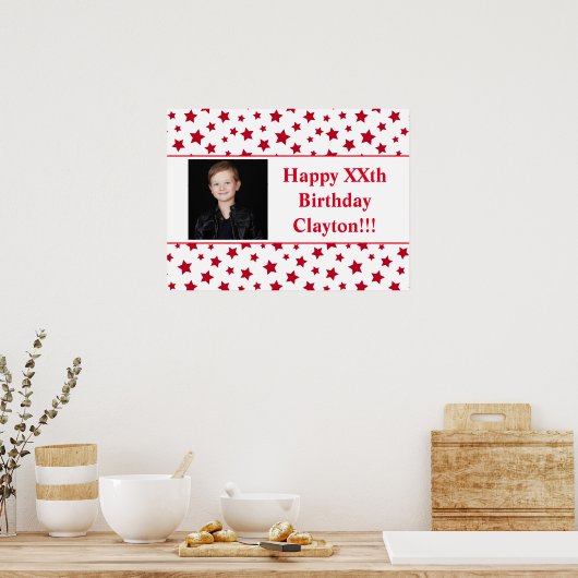 Rode sterren met Berichtenfoto Poster (Keuken)