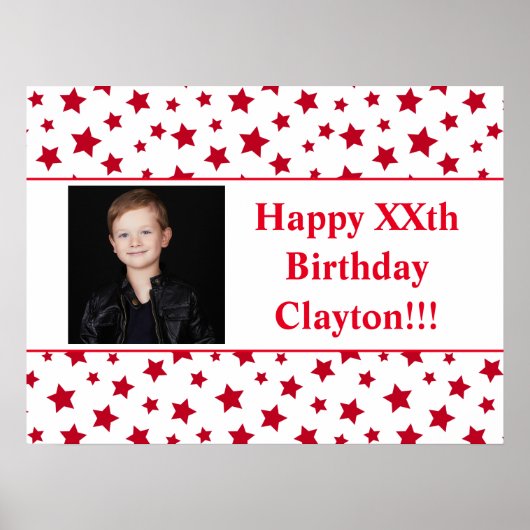 Rode sterren met Berichtenfoto Poster (Voorkant)