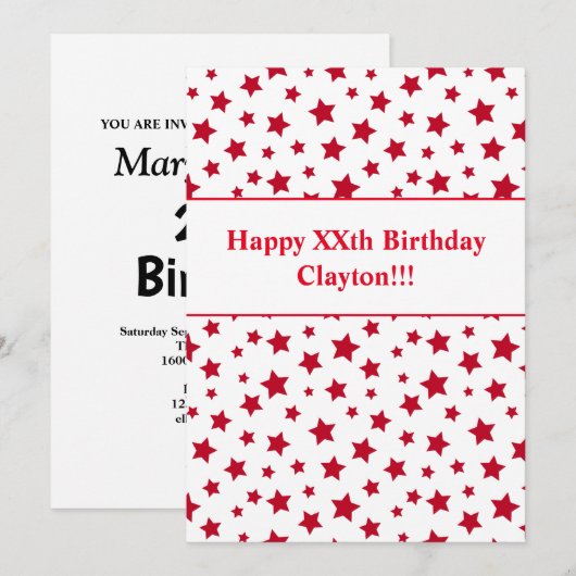 Rode sterren met de uitnodiging van de Partij van  (Voorkant / Achterkant)