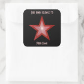 Rode sterren met zwarte stift vierkante sticker (Tas)
