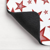 Rode sterren mousepad wit muismat (Hoek)