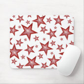 Rode sterren mousepad wit muismat (Met muis)
