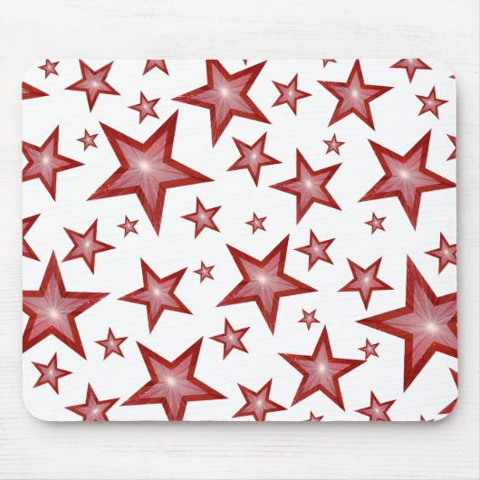 Rode sterren mousepad wit muismat (Voorkant)