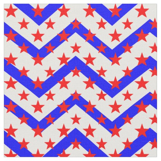 Rode sterren op blauwe witte zigzag stof (Close Up)