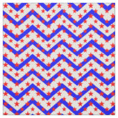 Rode sterren op blauwe witte zigzag stof (Swatch)