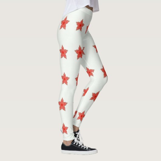 rode sterren op wit leggings (Rechts)