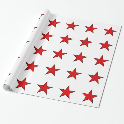 rode sterren op witte achtergrond cadeaupapier (Uitgerold)