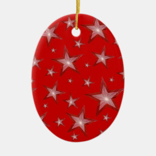 Rode sterren ornament ovaal rood