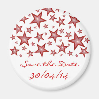 Rode sterren "Save the Date" fridge magnet wit