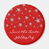 Rode sterren "Save the Date" koelkast magneet rood (Voorkant)