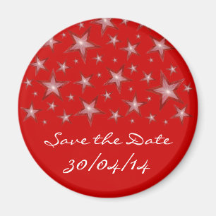 Rode sterren "Save the Date" koelkast magneet rood