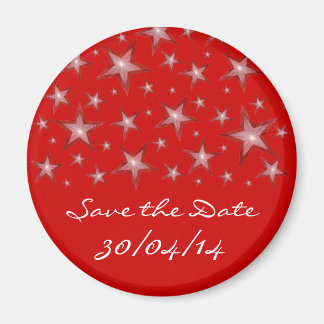 Rode sterren "Save the Date" koelkast magneet rood