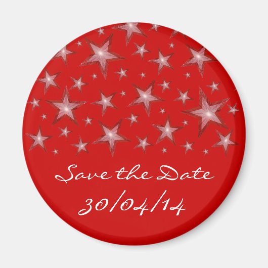 Rode sterren "Save the Date" koelkast magneet rood (Voorkant)