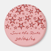Rode sterren "Save the Date" koelkast magnetroze Magneet (Voorkant)