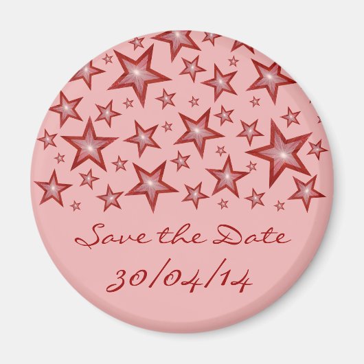 Rode sterren "Save the Date" koelkast magnetroze Magneet (Voorkant)