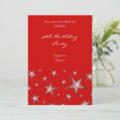 Rode sterren uitnodiging verticaal rood (Staand voorkant)
