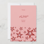 Rode sterren uitnodiging verticaal roze (Achterkant)