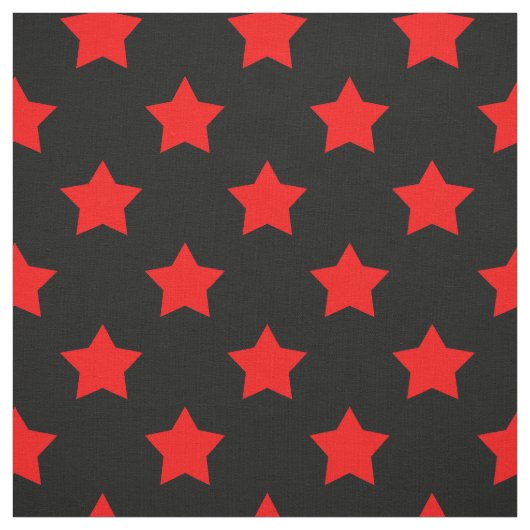 Rode Sterren Zwart Achtergrond Textiel Stof (Swatch)