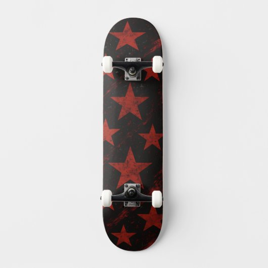 Rode sterren Zwarte achtergrond Grunge  Persoonlijk Skateboard (Voorkant)