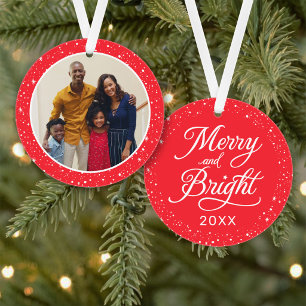 Rode Sterrenhemel Prettig Kerst Familie Foto Ornament