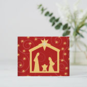 Rode Sterrennacht Kerstfeest Briefkaart (Staand voorkant)