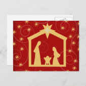 Rode Sterrennacht Kerstfeest Briefkaart (Voorkant / Achterkant)