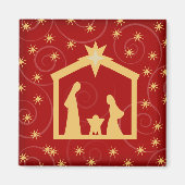 Rode Sterrennacht Kerstmis Geboortemagneet Magneet (Voorkant)