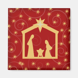 Rode Sterrennacht kerstmis Magnet